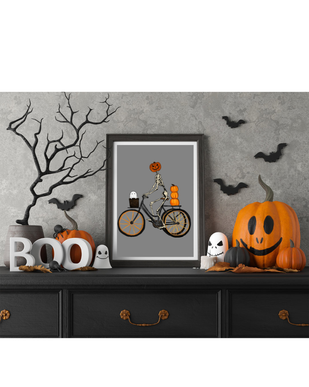 Biker Skeleton Art Print Digital Download