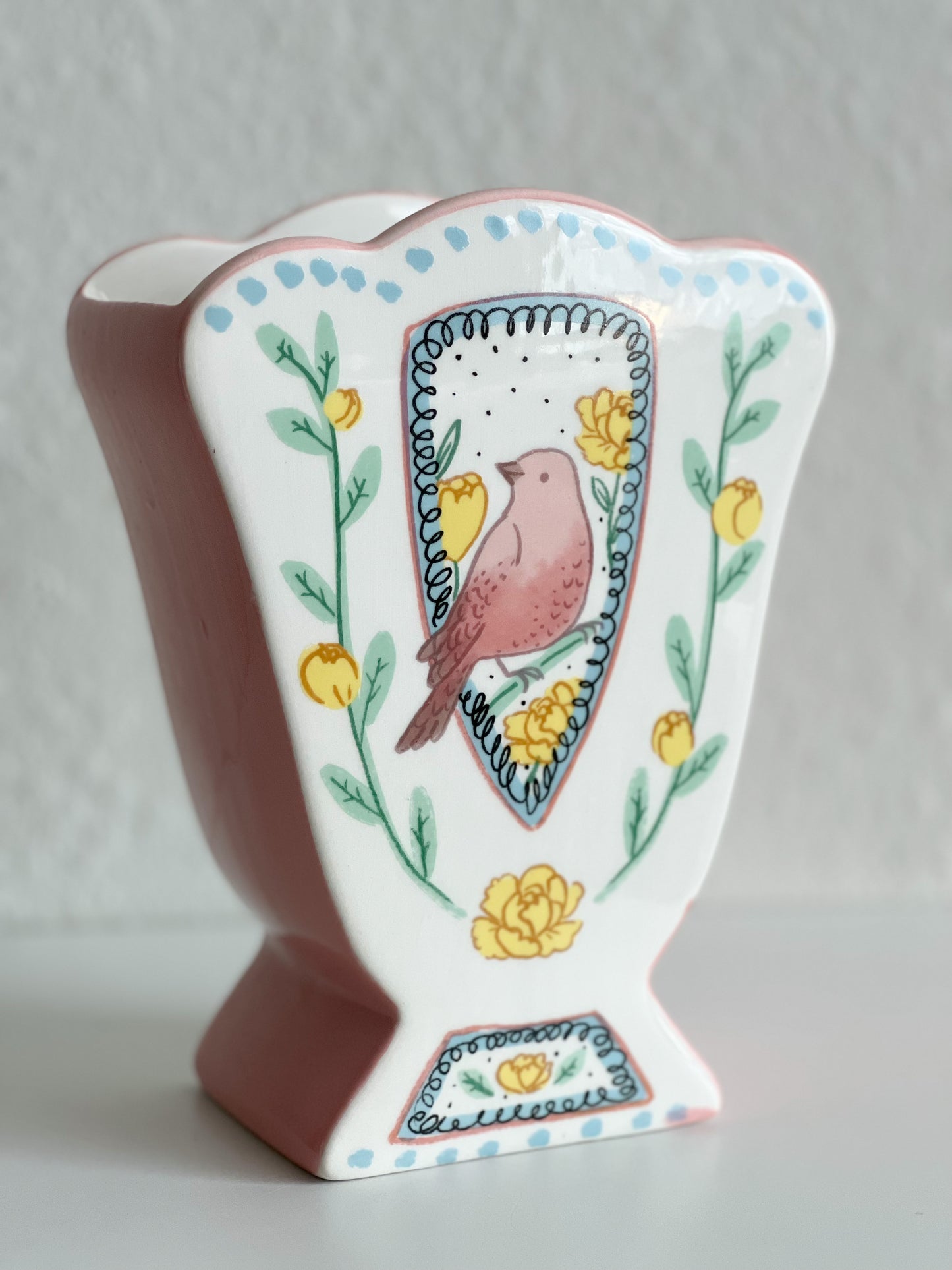 Whimsical Fan Bird Vase